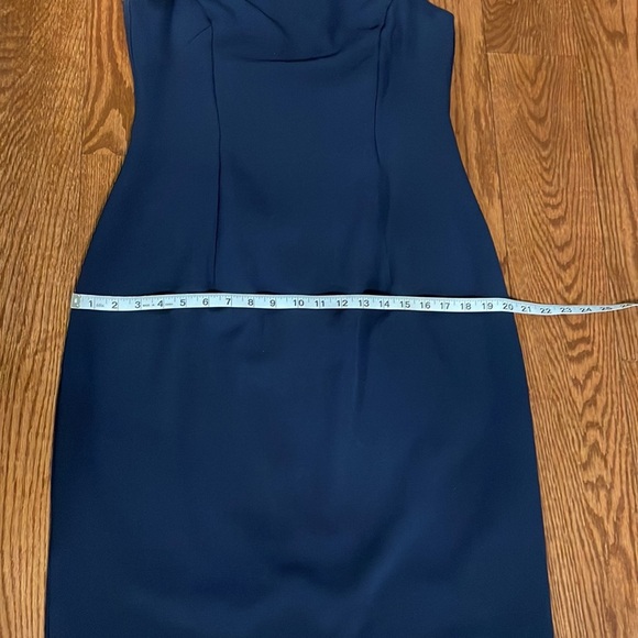 STATEMENT lace ruffled deep V BACK midi dress cocktail ruffled neckline Navy 10 - Picture 8 of 12